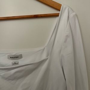 Babaton White Square Neck Bodysuit